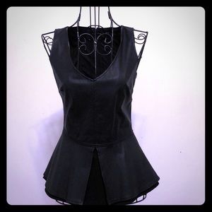 Faux leather peplum top